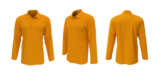 istock Blank collared shirt mockup, front, side and back views, tee design presentation for print 1313187923