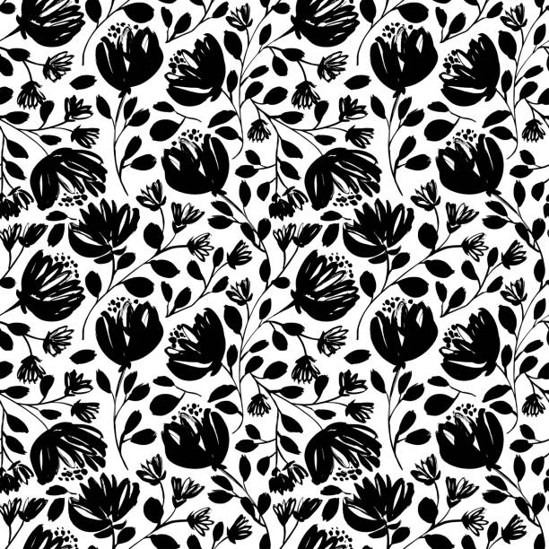 illustrazioni stock, clip art, cartoni animati e icone di tendenza di motivo vettoriale floreale senza cuciture con peonie, rose, anemoni. - 5487