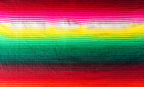 immagine decorata con sfondo cinco de mayo realizzata con strisce coperte messicane o sfondo poncho serape. - poncho foto e immagini stock