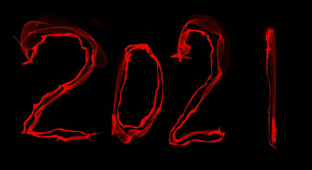 istock New year 2021 bright red glowing lines flame effect on a black background 1313192037