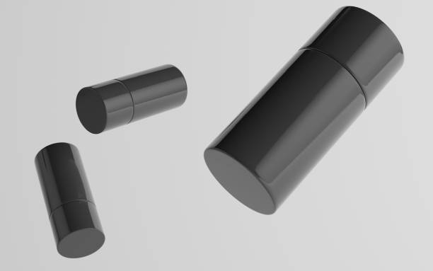istock 75ml Black Plastic Roll-On / Spray Deodorant Bottle Mockup - Three Floating Bottles 1313194156