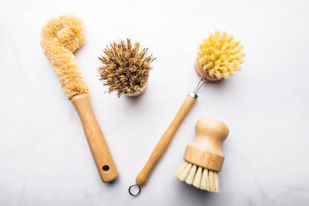 istock Bamboo Kitchen Scrub Brush Set of 4 1313194230