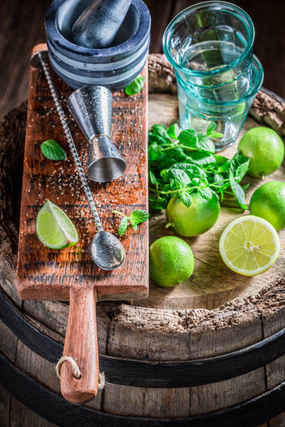 istock Bartender accessories to make Mojito drink. Drink for summer heat. 1313196246