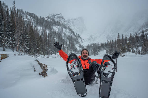 istock Hiker with Snowshoes on at Dream Lake 1313197799
