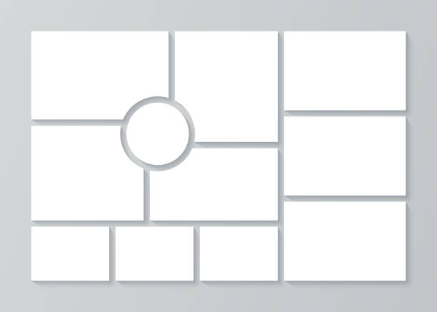 illustrazioni stock, clip art, cartoni animati e icone di tendenza di modello di collage di foto. layout del mood board. illustrazione vettoriale. - immagine composita