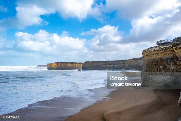 Tourists Admiring Amazing Views From The Viewing Plattform On The Great Ocean Road Victoria Australia Stock Photo - Download Image Now