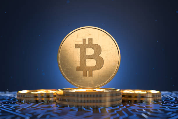 bitcoin with circuit board,3d render bitcoin with circuit board,3d render gold bitcoin stock pictures, royalty-free photos & images