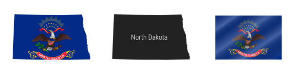 ノースダコタ州米国州詳細フラグマップ。詳細なシルエット。フラグを振る。ベクトルの図 - north dakota flag us state flag north dakota flag点のイラスト素材／クリップアート素材／マンガ素材／アイコン素材