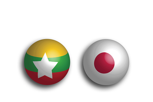 an image of national flag of JAPAN and Myanmar