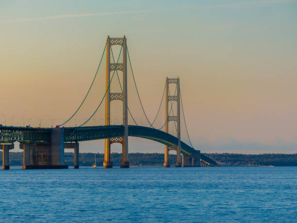 istock summer sunset on the Mackinac bridge - Michigan 1313214291