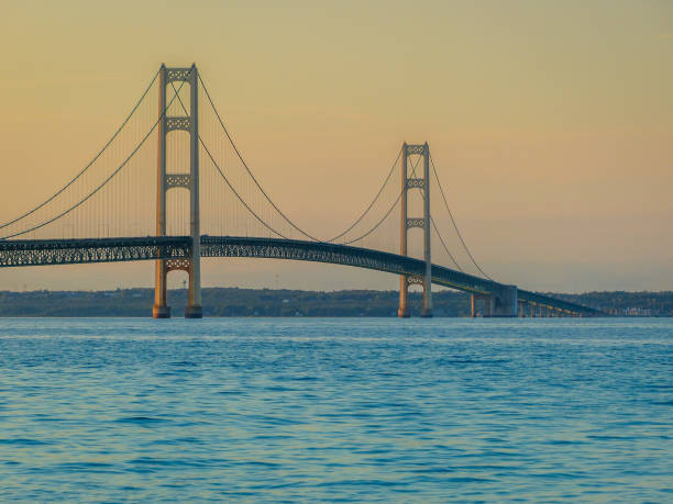 istock summer sunset on the Mackinac bridge - Michigan 1313214306