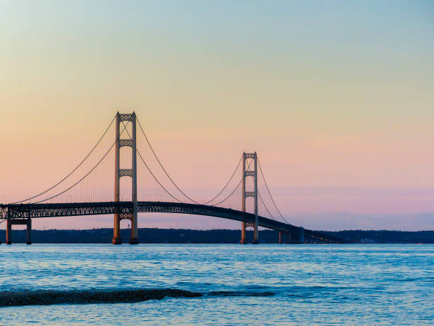 istock summer sunset on the Mackinac bridge - Michigan 1313214313