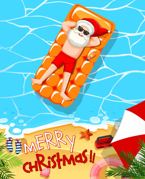 istock Santa Claus relax in the pool summer theme 1313225450