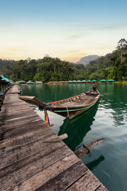 istock Traditional longtail boat with beautiful scenery view in Ratchaprapha Dam at Khao Sok National Park 1313230346
