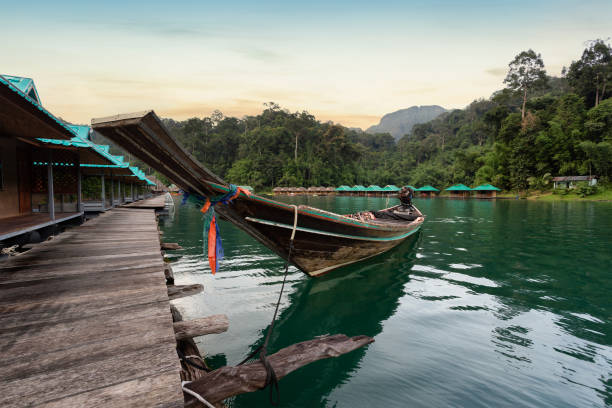 istock Traditional longtail boat with beautiful scenery view in Ratchaprapha Dam at Khao Sok National Park 1313230360