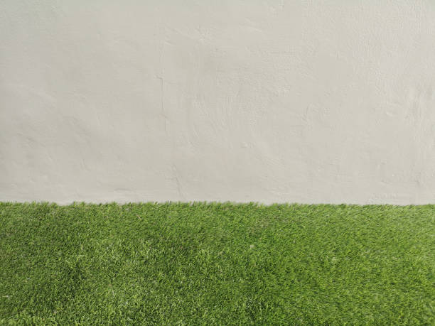 istock Abstract grunge and scratched technique grey color concrete wall, cement smooth surface material texture background and grass flooring 1313231259