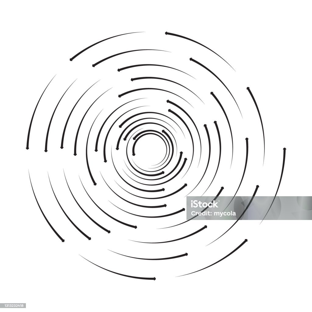 Circle With Arrows In Spiral Ripple Effect Waves Stock Illustration