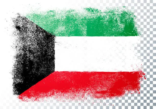 Vector illustration of Vector Illustration vintage grunge texture flag of kuwait