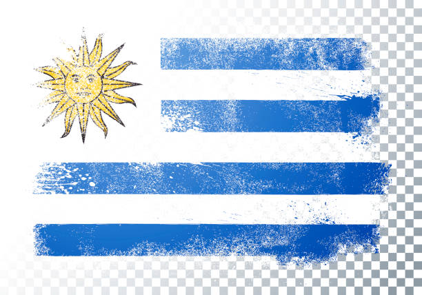 вектор иллюстрация винтаж гранж текстуры флаг уругвая - uruguay stock illustrations