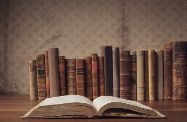 istock Old hardcover books on the table 1313236777