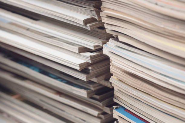 istock Stacks of magazines close up 1313237071