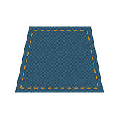 istock Blue denim design with trapezoid with stitcher. Vector illustration 1313237359