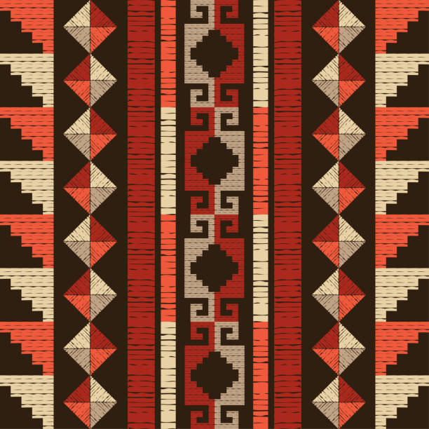 meksykańska krata. navajo. bezszwowy wzór. - poncho stock illustrations