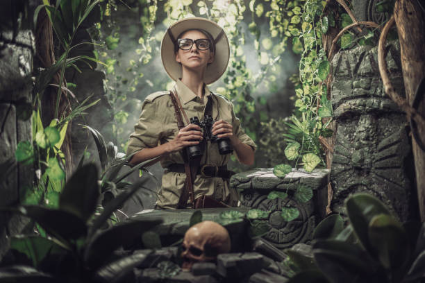istock Brave woman exploring the tropical jungle 1313238910