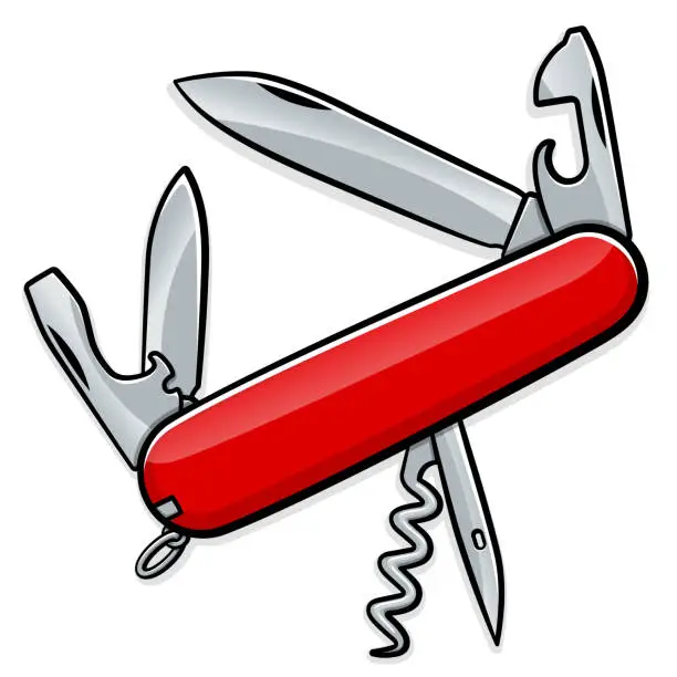 Vector illustration of knife army or penknife multifunctional
