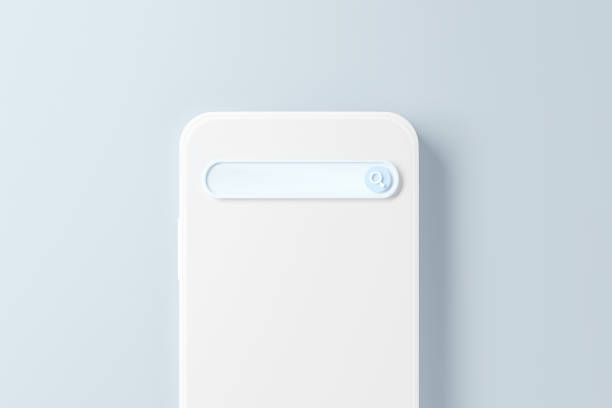 istock Search engine bar on mobile phone, Blank search bar mockup for titles, copy copy space, 3d render. 1313241066