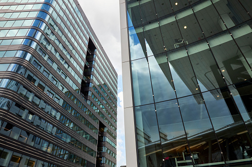 Modern city architecture glass facade in Utrecht, The Netherlands