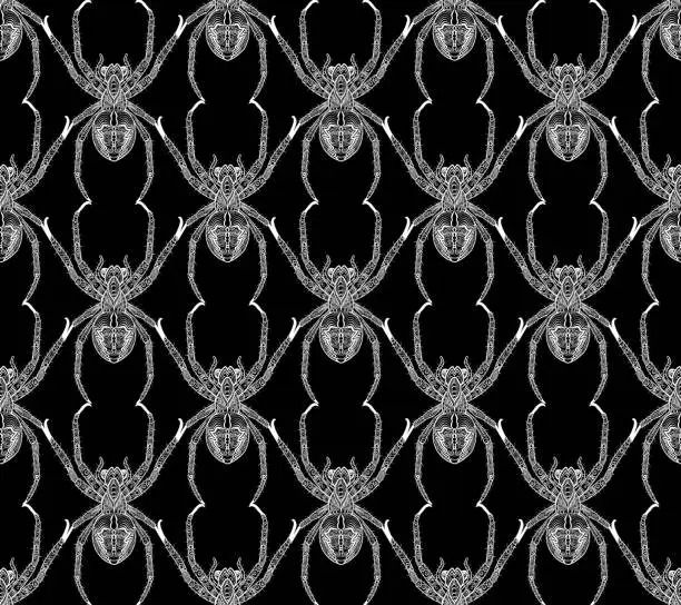 Vector illustration of pattern with spiders