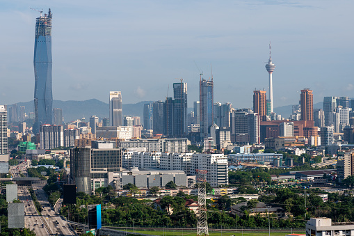 Image of Urban living apartment building view with Kuala Lumpur Cityscape.