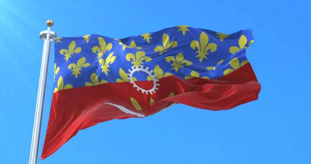 Photo of Flag of department of Seine-Saint-Denis in Île-de-France, France. 3d rendering