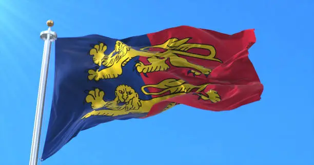 Flag of department of Manche in Normandy region, France. 3d rendering