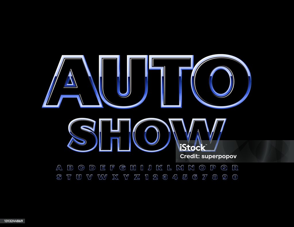 Vector Modern Sign Auto Show With Alphabet Letters And Numbers Set ...
