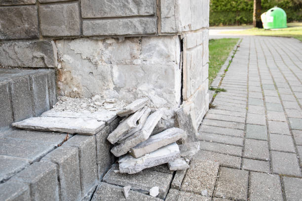 istock Stone finishing tiles. Aging, poor quality and refurbishment 1313245625