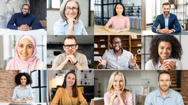 istock Online conference of diverse employees on the screen 1313245863