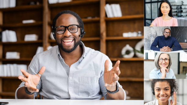 istock Online conference of diverse employees on the screen 1313246037