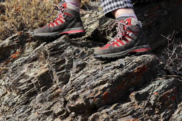 istock Quality women's mountain boots. Rock climbing. 1313247369
