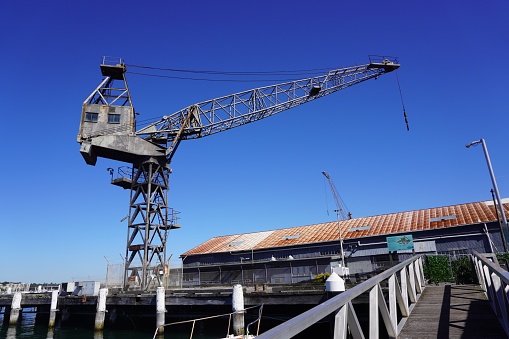 Cockatoo Island, NSW, Australia, April 13, 2021.\nThe wharf has a marina offering small boats short-term berthing facilities