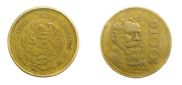 istock Mexico one hundred pesos coin on a white isolated background 1313251727