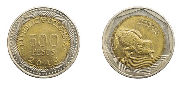 istock Colombia five hundred pesos coin on a white isolated background 1313251745