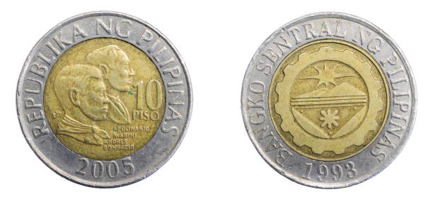 istock Philippines ten piso coin on white isolated background 1313251753