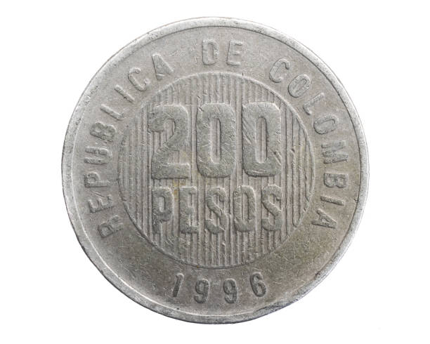 istock Colombia two hundred pesos coin on a white isolated background 1313251932