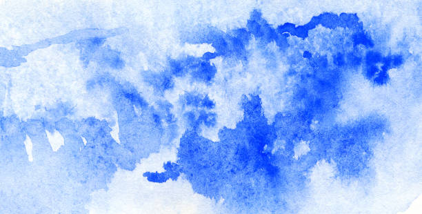istock Abstract blue watercolor canvas for text, logo. Hand drawn watercolor background 1313254671