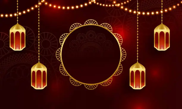 Vector illustration of eid mubarak,ramadan kareem,Eid al-Adha,festivals,lights festivals,hanging lanterns,lights background.stock illustration
