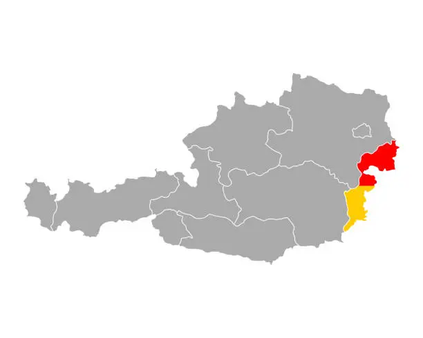 Vector illustration of Map of Austria with flag of Burgenland