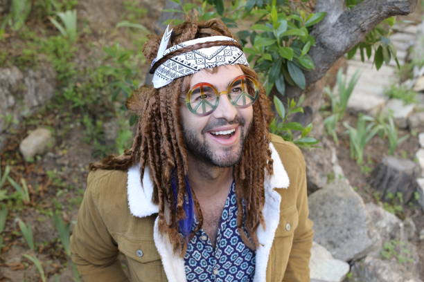 Hippie showing the peace sign
