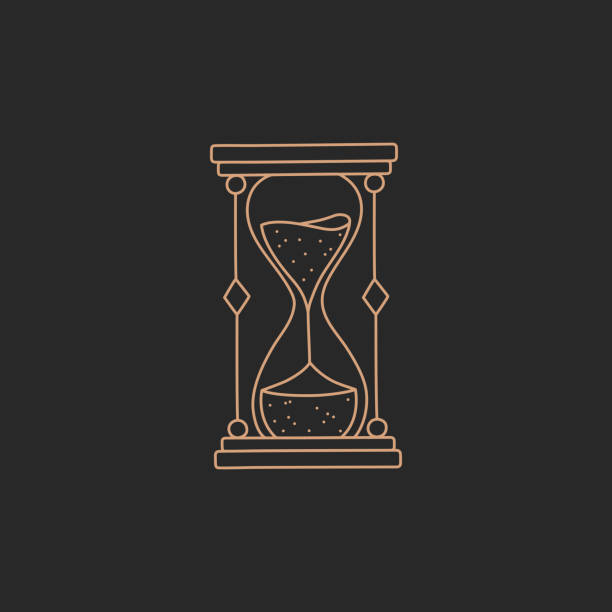 песочные часы или песочные часы логотип, золото простой контур линии - hourglass stock illustrations